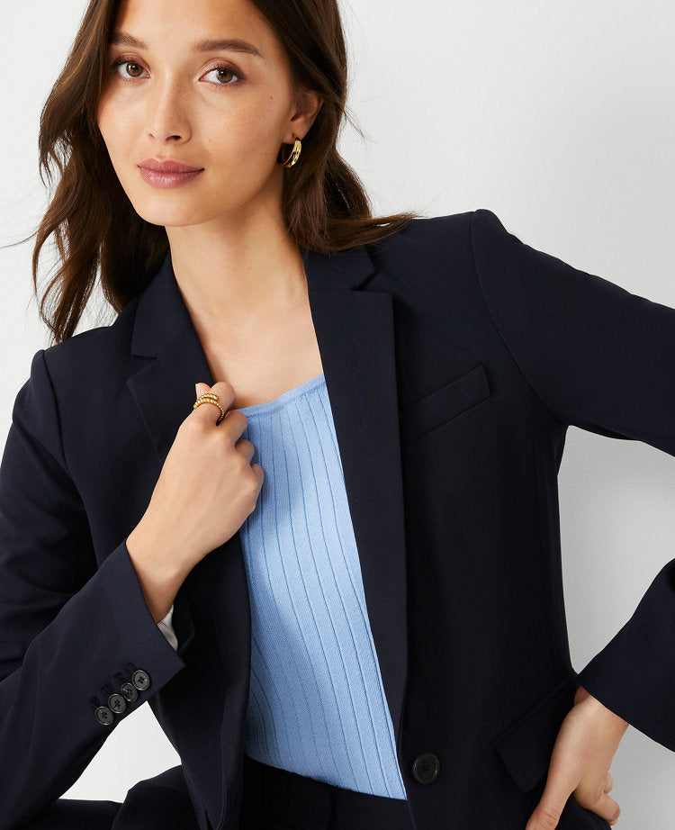The Petite One-Button Blazer in Seasonless Stretch