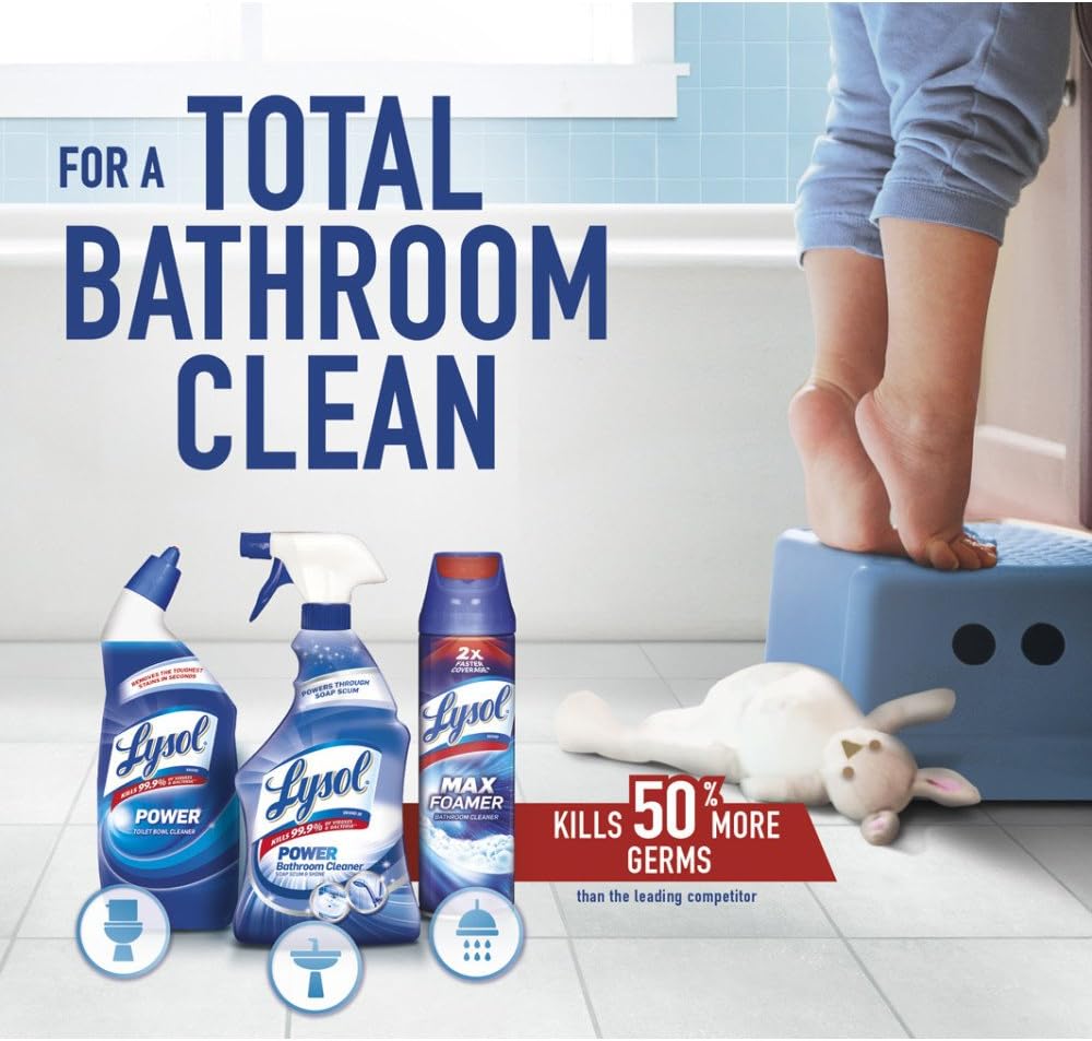 Lysol Power Toilet Bowl Cleaner Gel, For Cleaning and Disinfecting, Stain Removal, 24oz ,9 Ct , (Packaging May Vary)