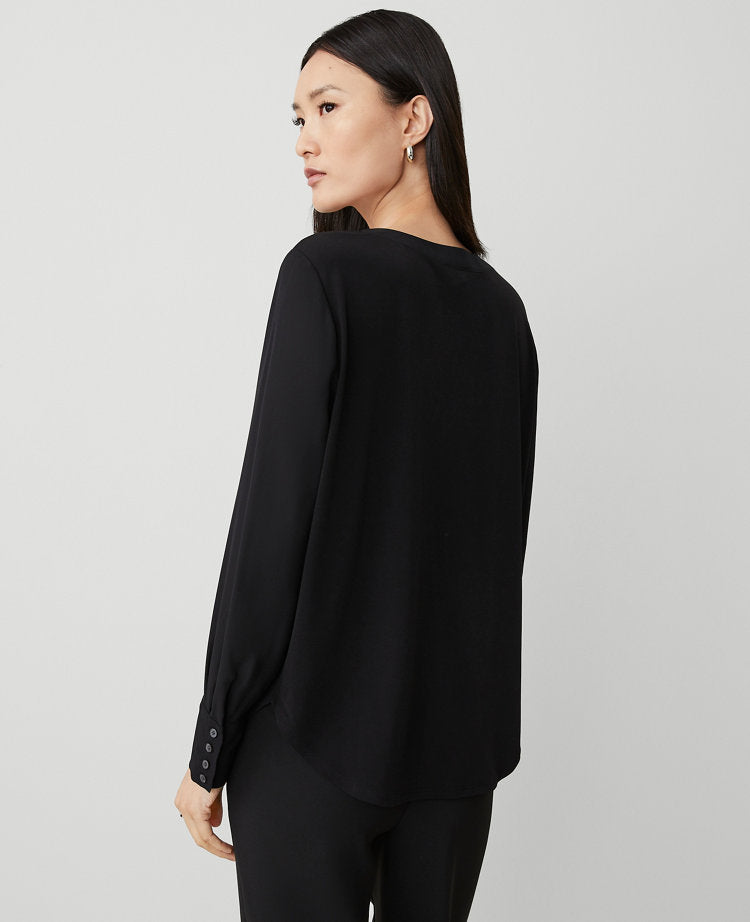 Mixed Media Pleat Front Top