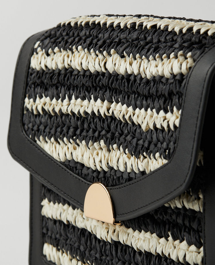 Weekend Collection Striped Raffia Crossbody Bag