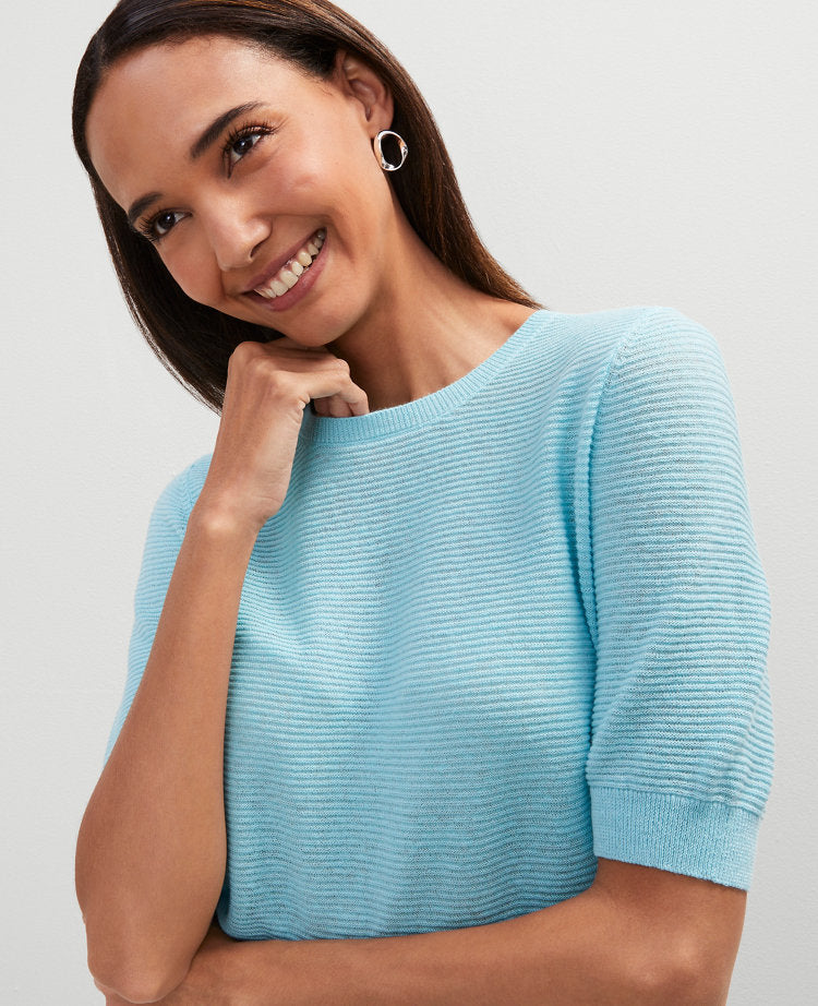Linen Blend Crew Neck Sweater