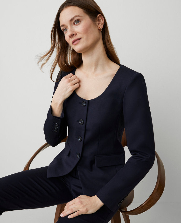 The U-Neck Jacket in Stretch Cotton