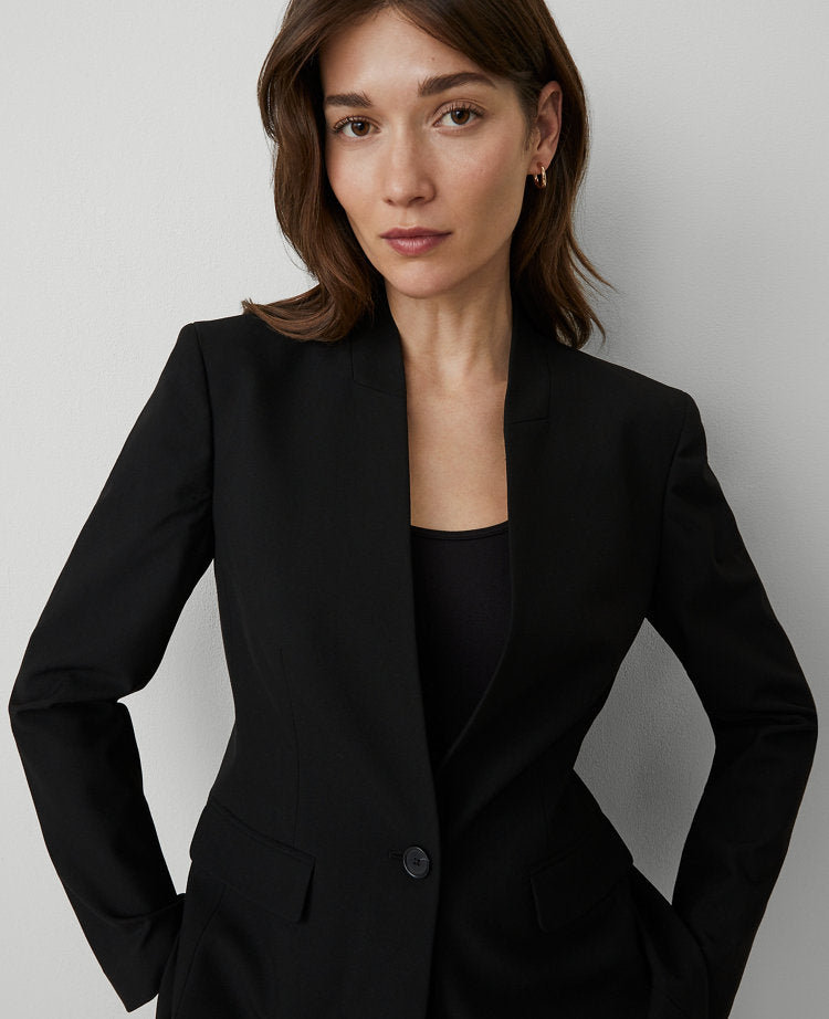 The Petite Collarless Blazer in Seasonless Stretch