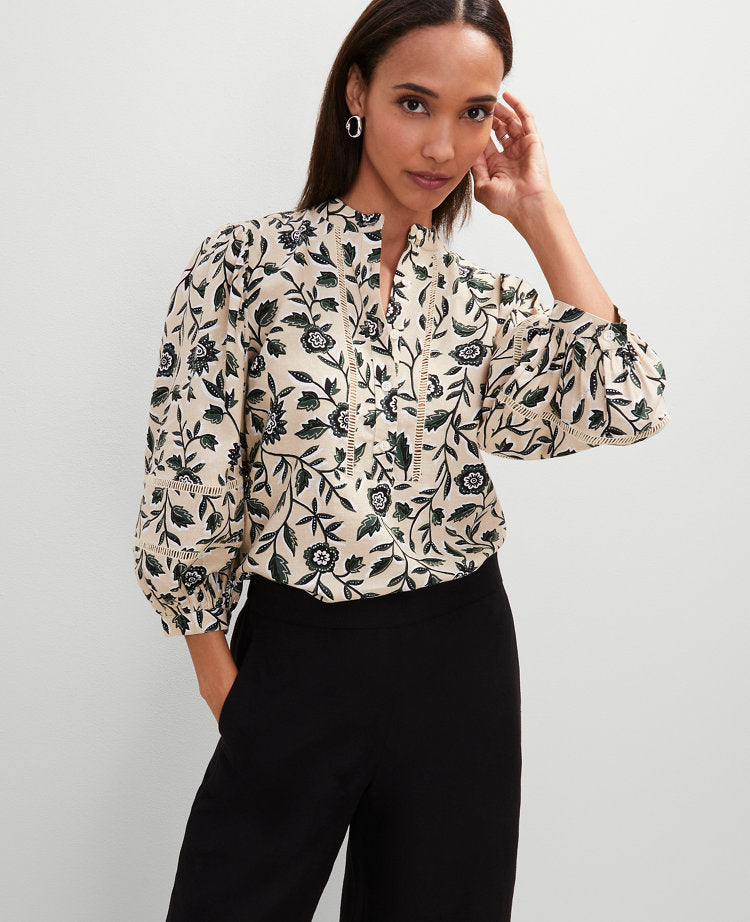 Floral Linen Blend Top