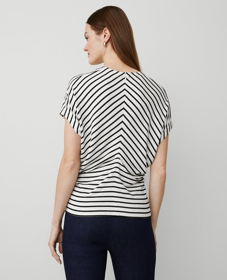 Striped Bias Cap Sleeve Top