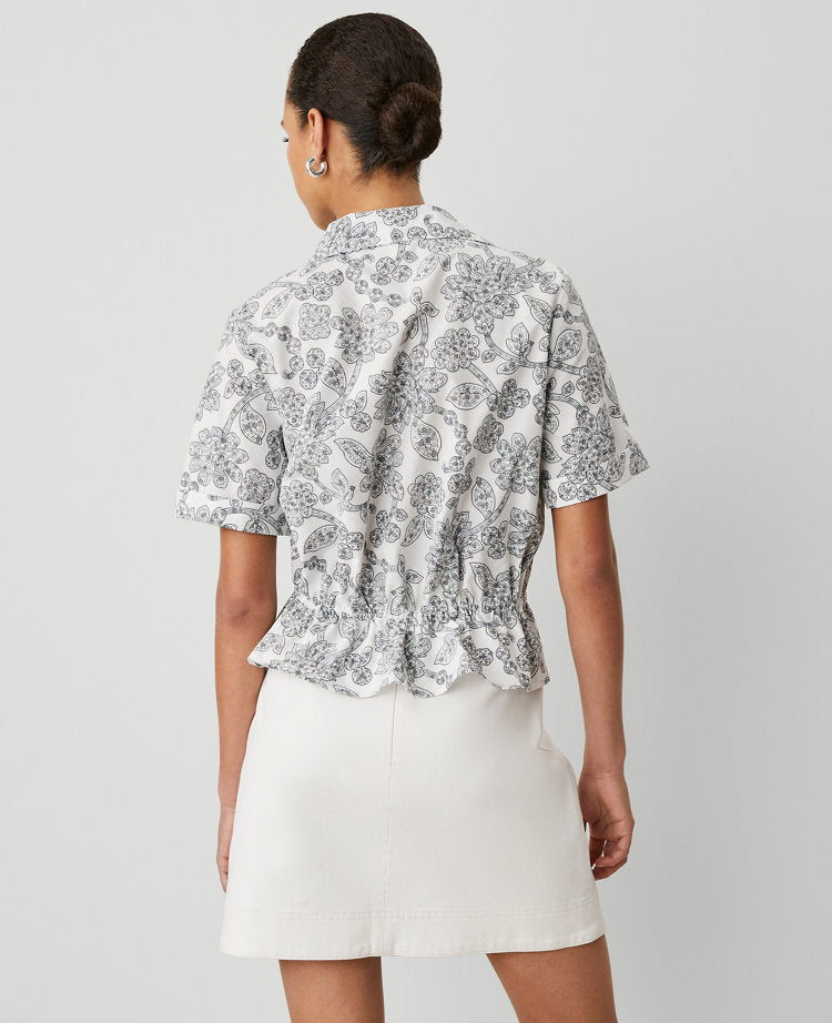 Weekend Collection Paisley Tie Waist Peplum Shirt