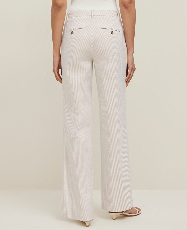The Straight Trouser Pant in Striped Seersucker — Curvy Fit