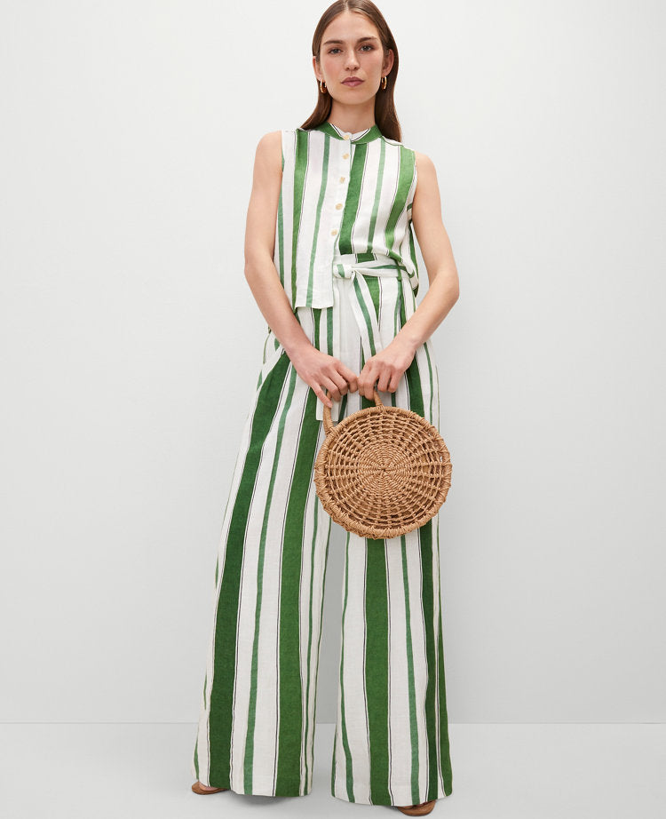 The Petite Tie Waist Wide-Leg Pant in Linen