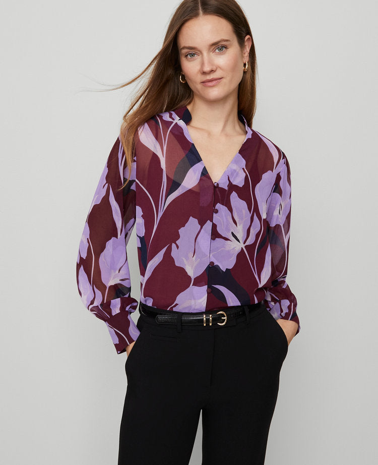 Petite Floral V-Neck Popover