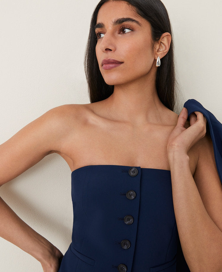 The Petite Strapless Vest in Fluid Crepe