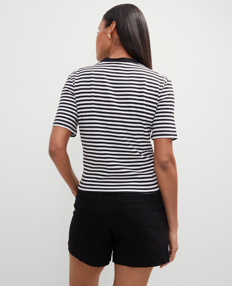 Petite Striped Short Sleeve Cardigan