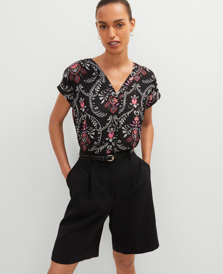 Petite Floral Mixed Media Top