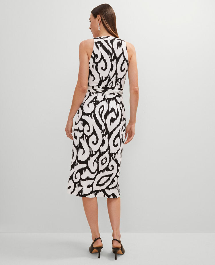 Petite Ikat Halter Wrap Midi Dress