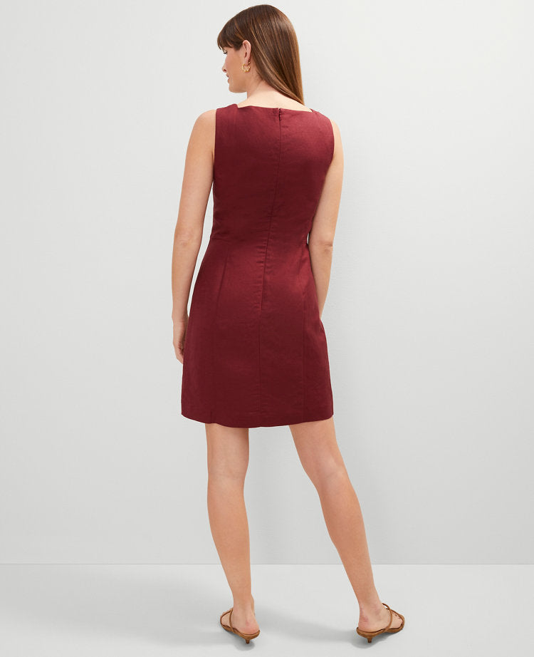 Petite Linen Blend Button-Down Dress