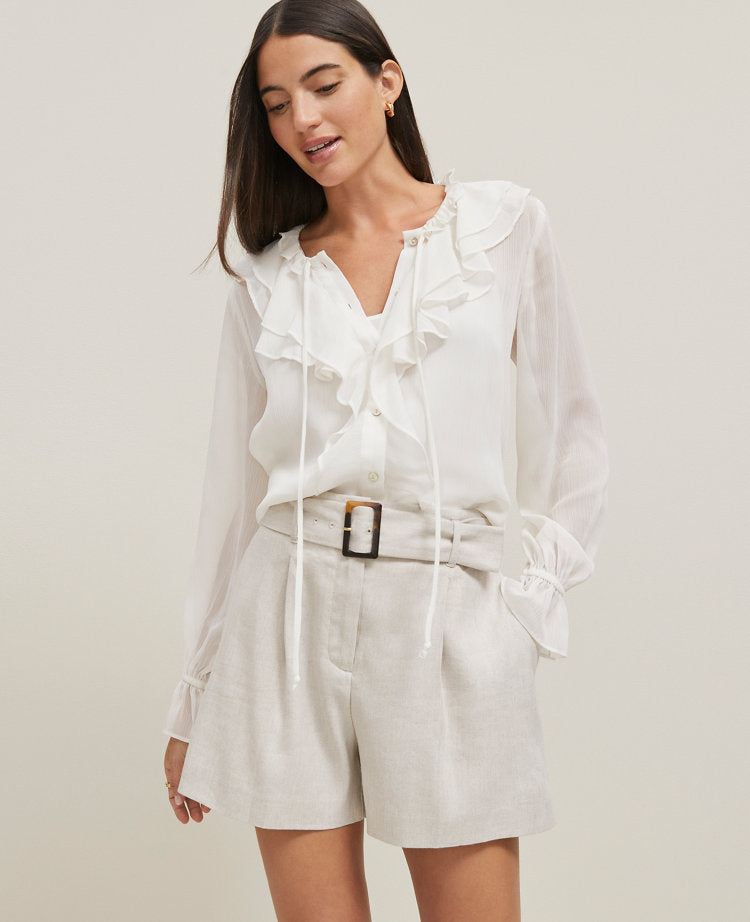 Tie Neck Ruffle Popover