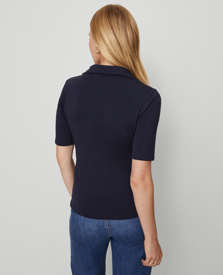 Petite Weekend Collection Split Neck Polo Top