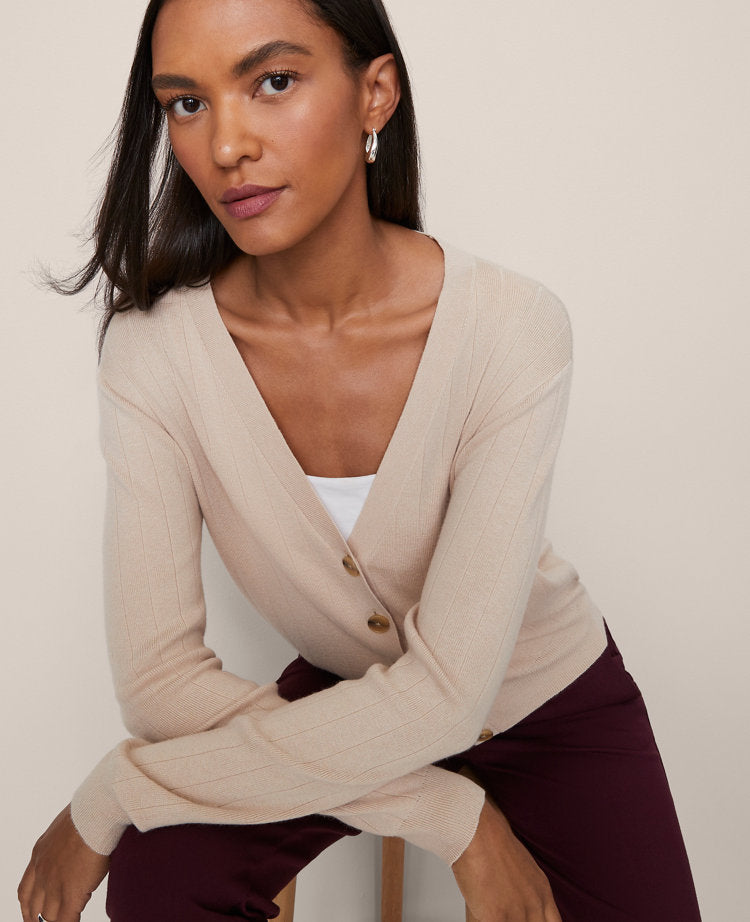 Petite Ribbed Wedge Cardigan