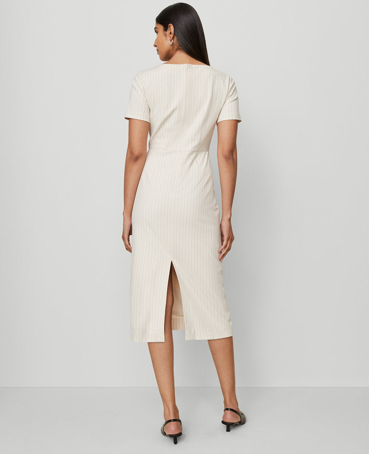 Petite Striped Midi Sheath Dress