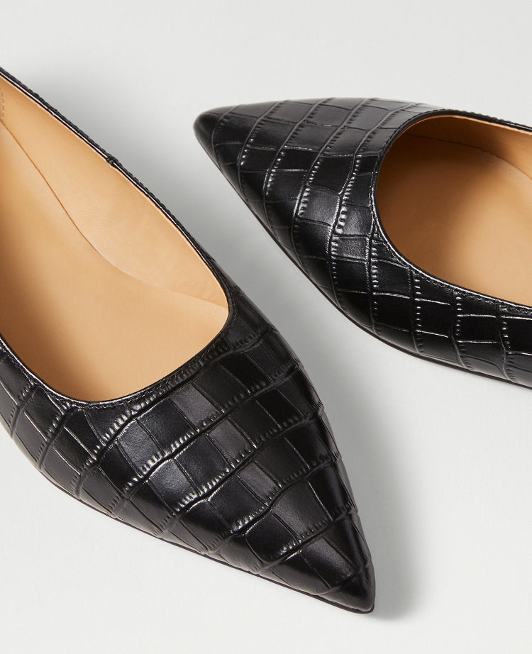Weekend Collection Pointy Toe Croco Ballet Flats