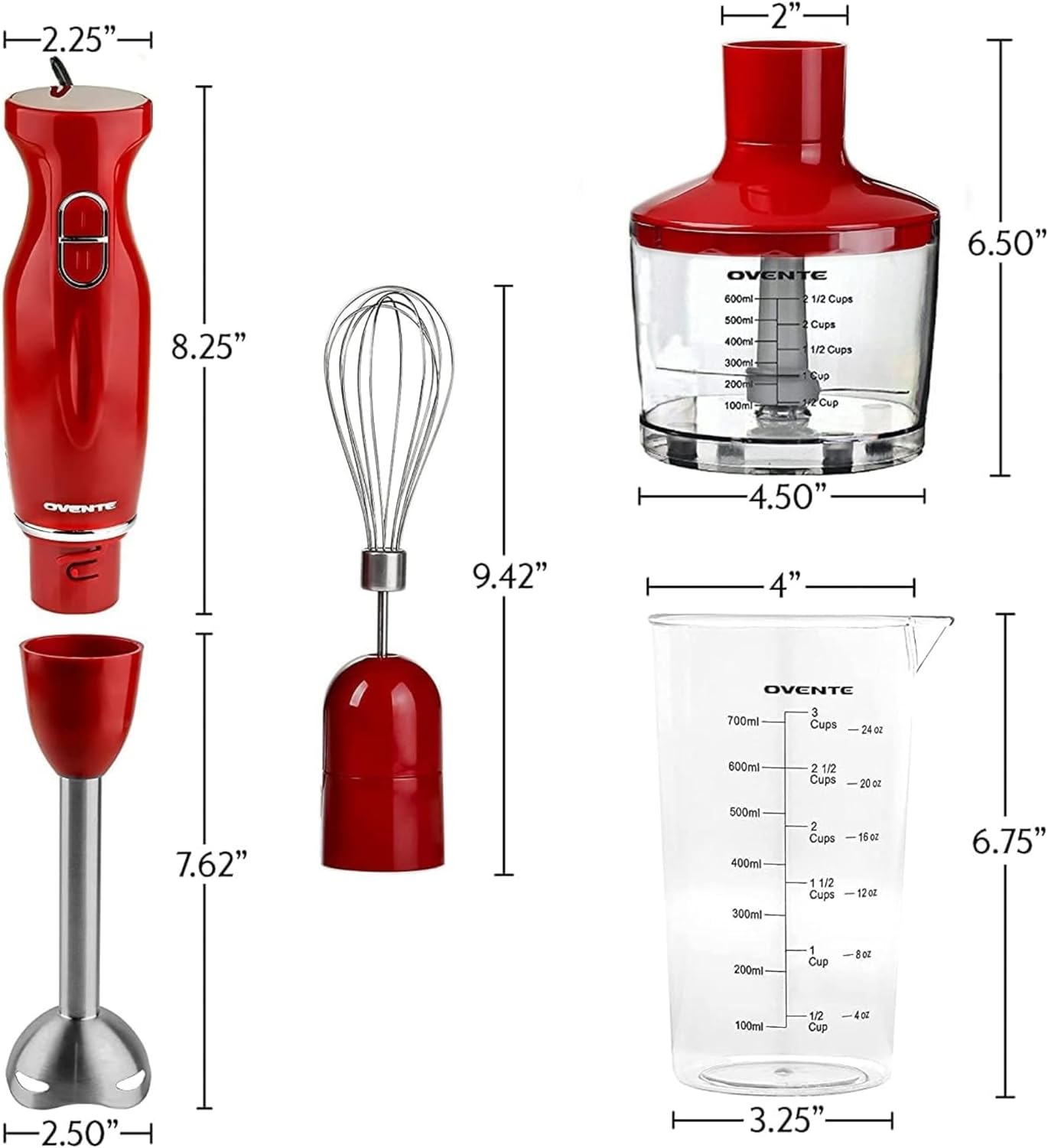 OVENTE Electric Immersion Hand Blender 300 Watt 2 Mixing Speed with Stainless Steel Blades, Powerful Portable Easy Control Grip Stick Mixer Perfect for Smoothies, Puree Baby Food & Soup, Black HS560B