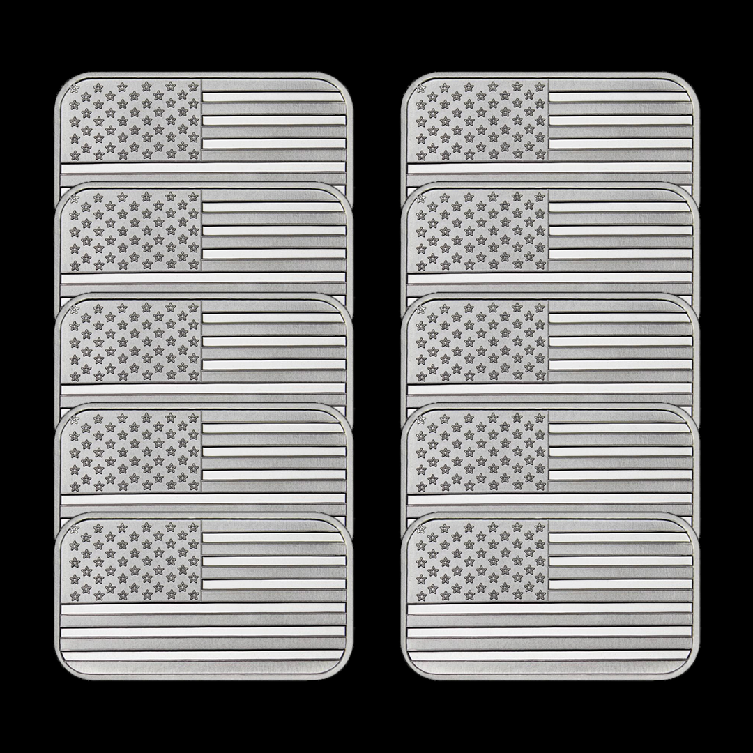 1 Ounce (1 oz) Silvertowne Mint .999 Silver American Flag Bar