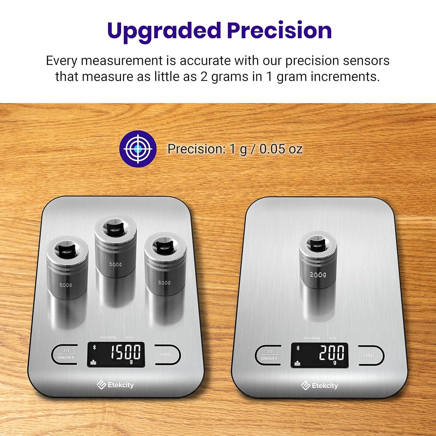Etekcity Food Kitchen Scale, Digital Grams and Ounces for Weight Loss, Baking, Cooking, Keto and Meal Prep, LCD Display, Medium, 304 Stainless Steel