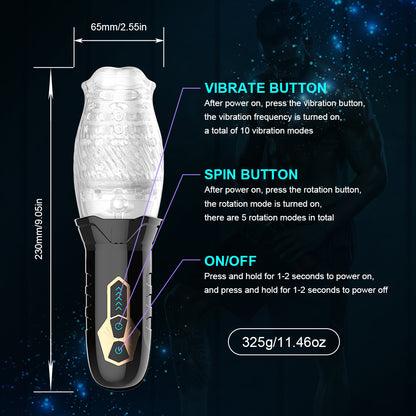 Rotating Male Masturbator Sucking Vibration Glans Trainer