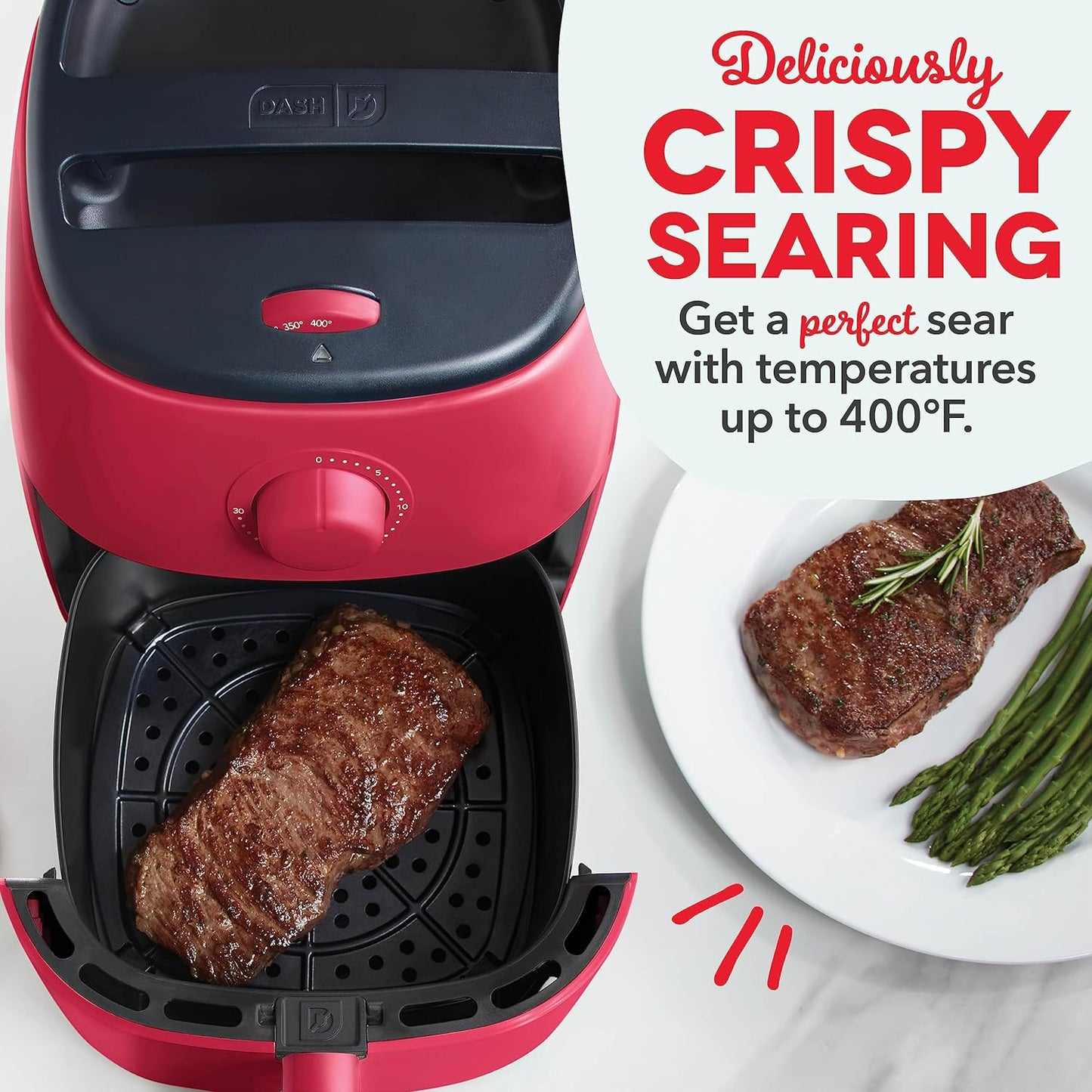 DASH Tasti-Crisp™ Electric Air Fryer Oven, 2.6 Qt., Aqua – Compact Air Fryer for Healthier Food in Minutes, Ideal for Small Spaces - Auto Shut Off, Analog, 1000-Watt