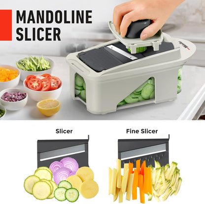 Mueller Pro-Series 10-in-1, 8 Blade Vegetable Chopper, Onion Mincer, Cutter, Dicer, Egg Slicer with Container, French Fry Cutter, Potato Slicer, Home Essentials & Kitchen Gadgets, Salad Chopper