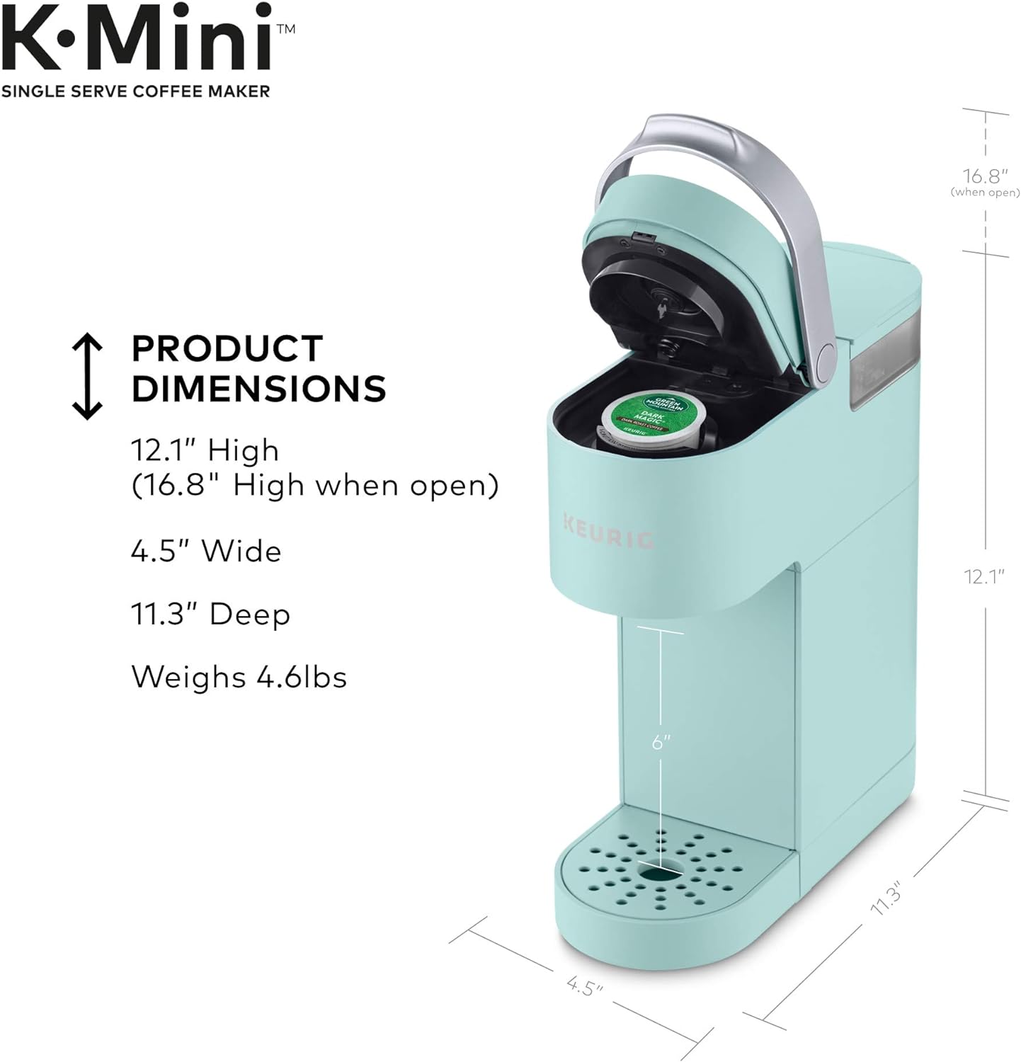 Keurig K-Mini Single Serve K-Cup Pod Coffee Maker, 6 to 12oz Brew size, with Cord Storage, Perfect for Small Spaces, Black