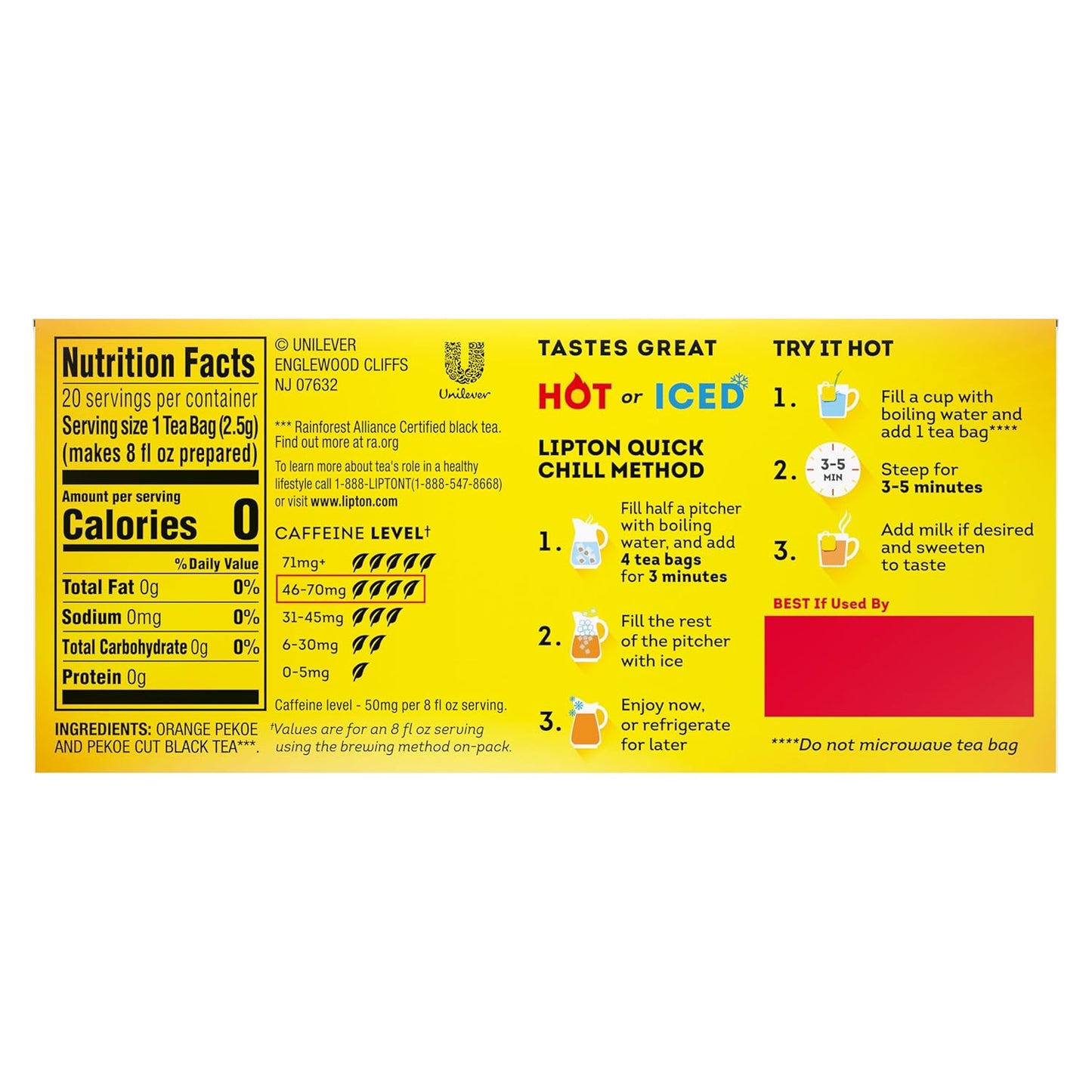 Lipton Tea Bags, Black Tea, Iced or Hot Tea, Can Support Heart Health, 100 Total Tea Bags