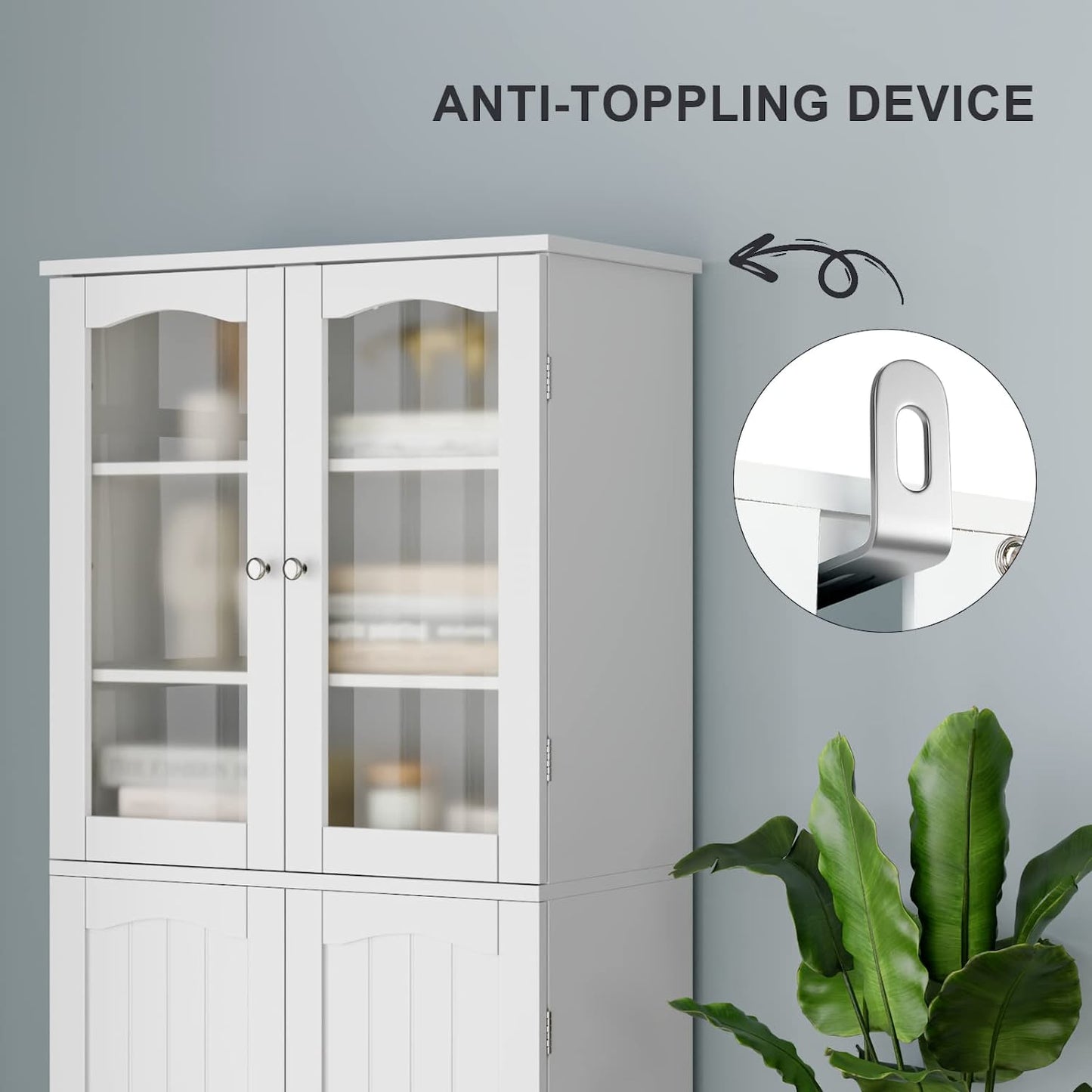 HORSTORS 64" Kitchen Pantry Cabinet