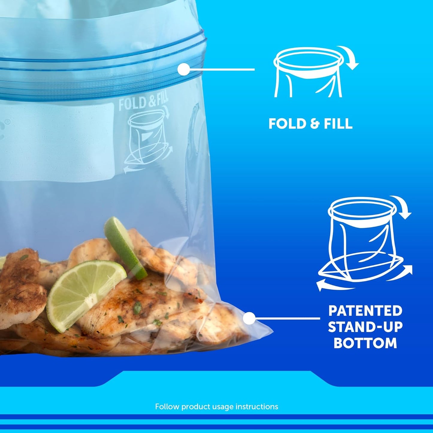 Ziploc Quart Food Storage Freezer Bags, Stay Open Design with Stand-Up Bottom, Easy to Fill, 75 Count