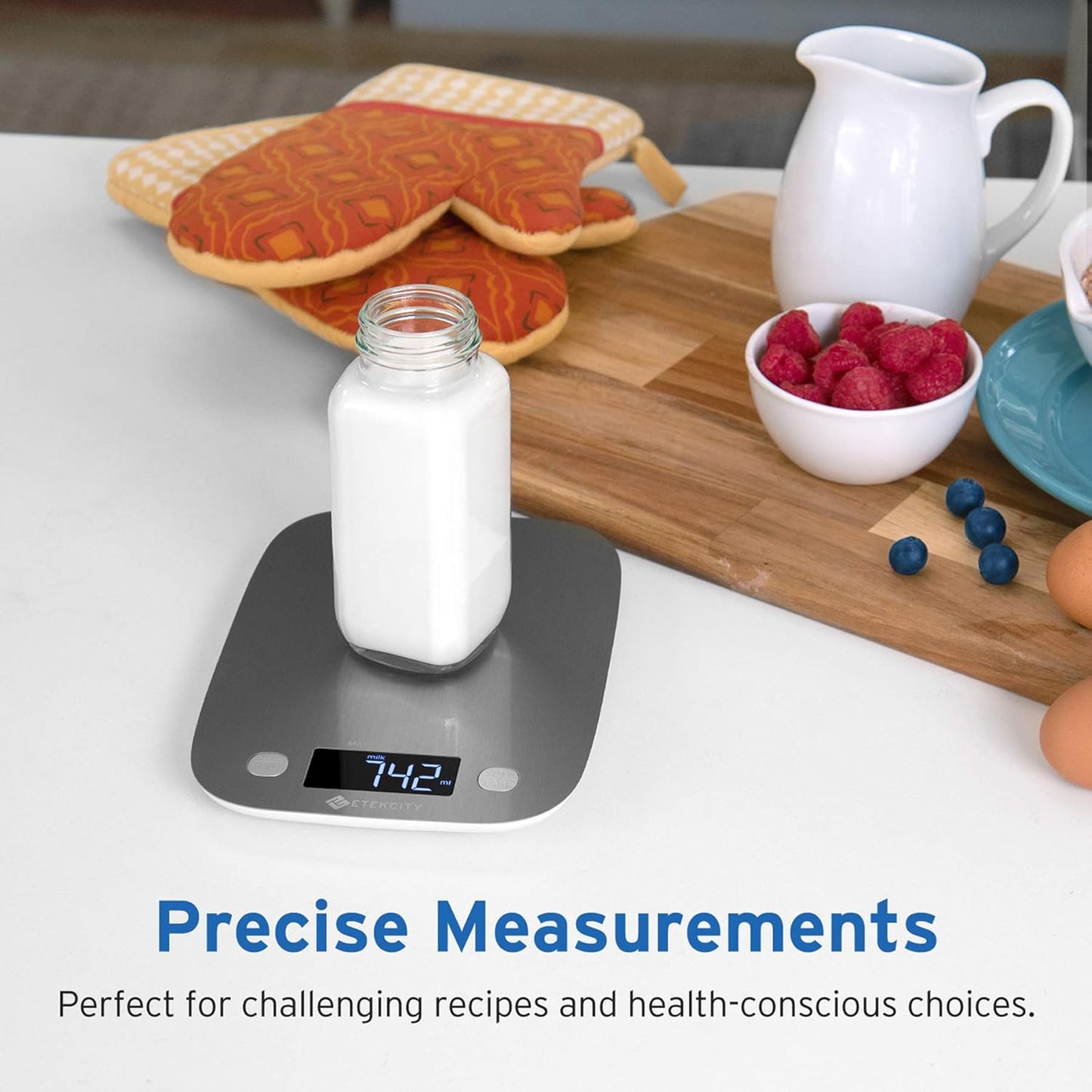 Etekcity Food Kitchen Scale, Digital Grams and Ounces for Weight Loss, Baking, Cooking, Keto and Meal Prep, LCD Display, Medium, 304 Stainless Steel