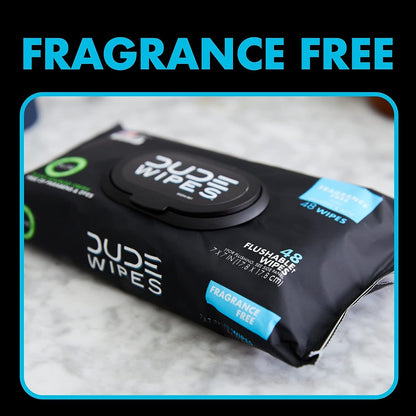DUDE Wipes - Flushable Wipes - 144 Wipes - Unscented Extra-Large Adult Wet Wipes - Vitamin-E & Aloe for at-Home Use - Septic and Sewer Safe, 48 Count (Pack of 3)