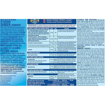 Clorox Bleach Liquid Cleaner for Laundry and Bathroom, HE Performance Bleach, 121 oz. Bottle 3 Pack, Wholesalehome Reusable Cleaning Glove and Cloth Included