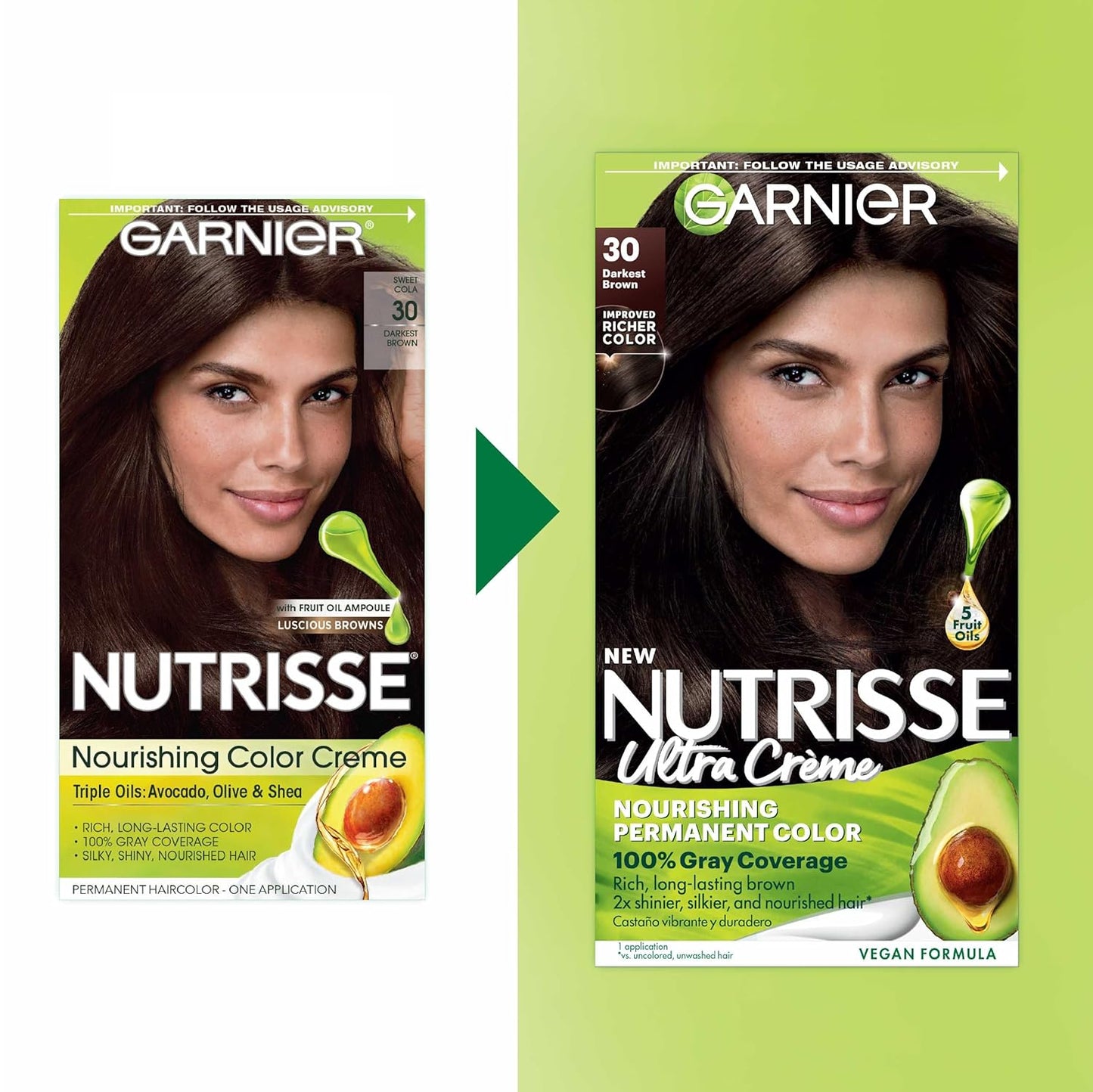 Garnier Hair Color Nutrisse Nourishing Creme, 40 Dark Brown (Dark Chocolate) Permanent Hair Dye, 1 Count (Packaging May Vary)