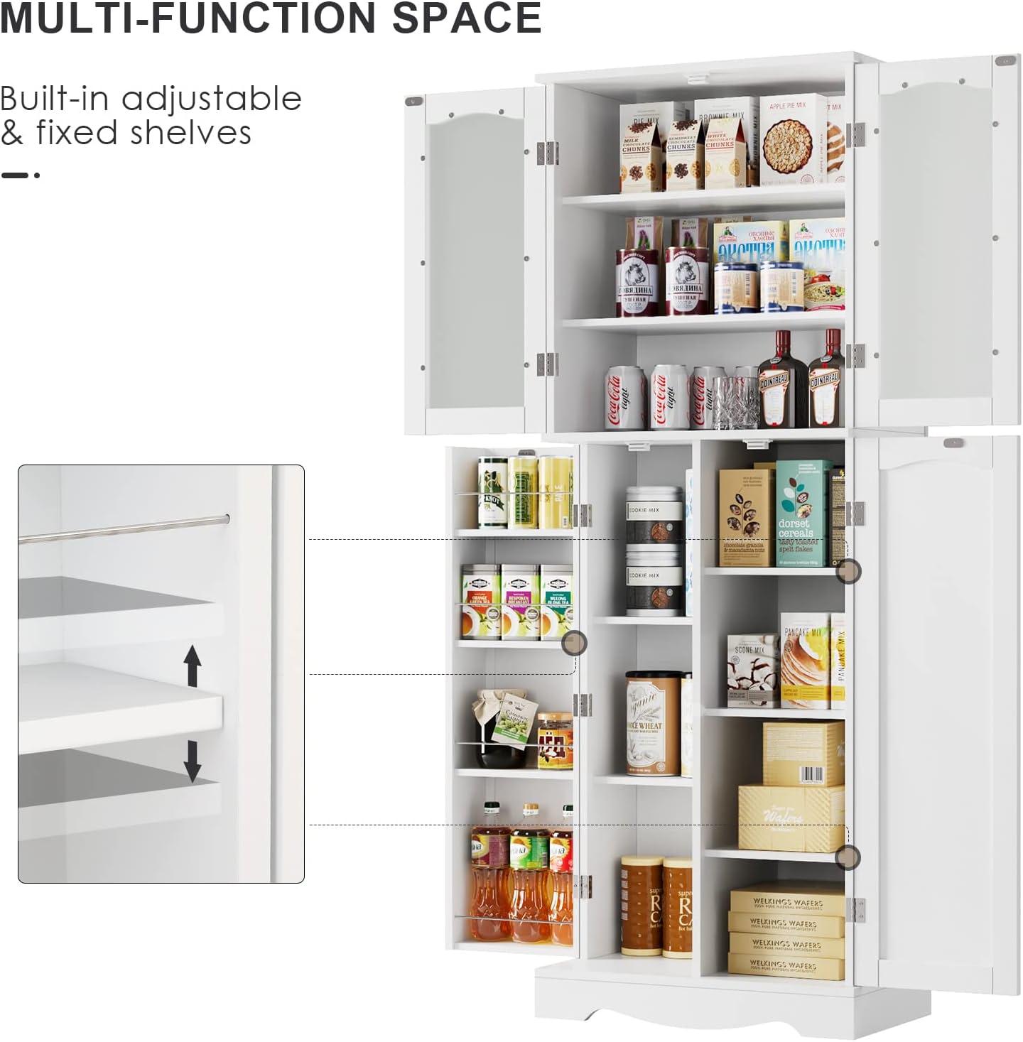 HORSTORS 64" Kitchen Pantry Cabinet