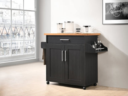 Hodedah Kitchen Island with Spice Rack