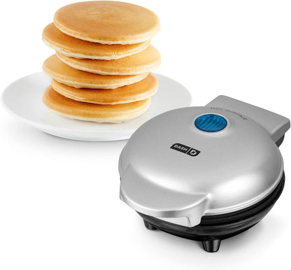 DASH Mini Maker Electric Round Griddle for Individual Pancakes, Cookies, Eggs & other on the go Breakfast, Lunch & Snacks with Indicator Light + Included Recipe Book - Aqua,4 Inch