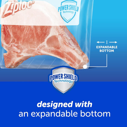 Ziploc Quart Food Storage Freezer Slider Bags, Power Shield Technology for More Durability, 34 Count
