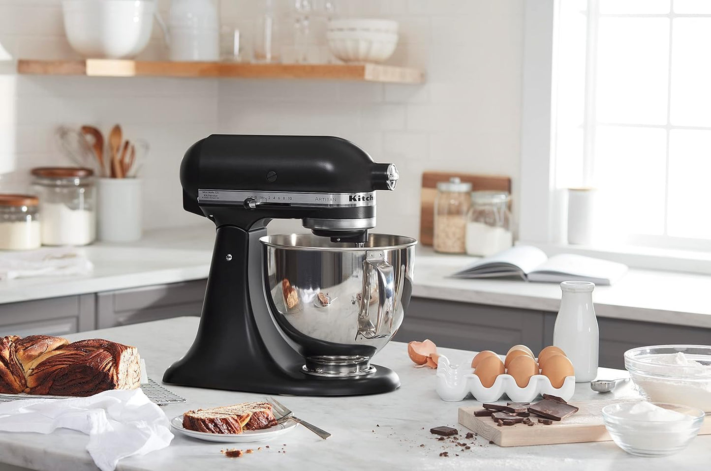 KitchenAid Artisan Series 5 Quart Tilt Head Stand Mixer with Pouring Shield KSM150PS, Removable bowl, Aqua Sky