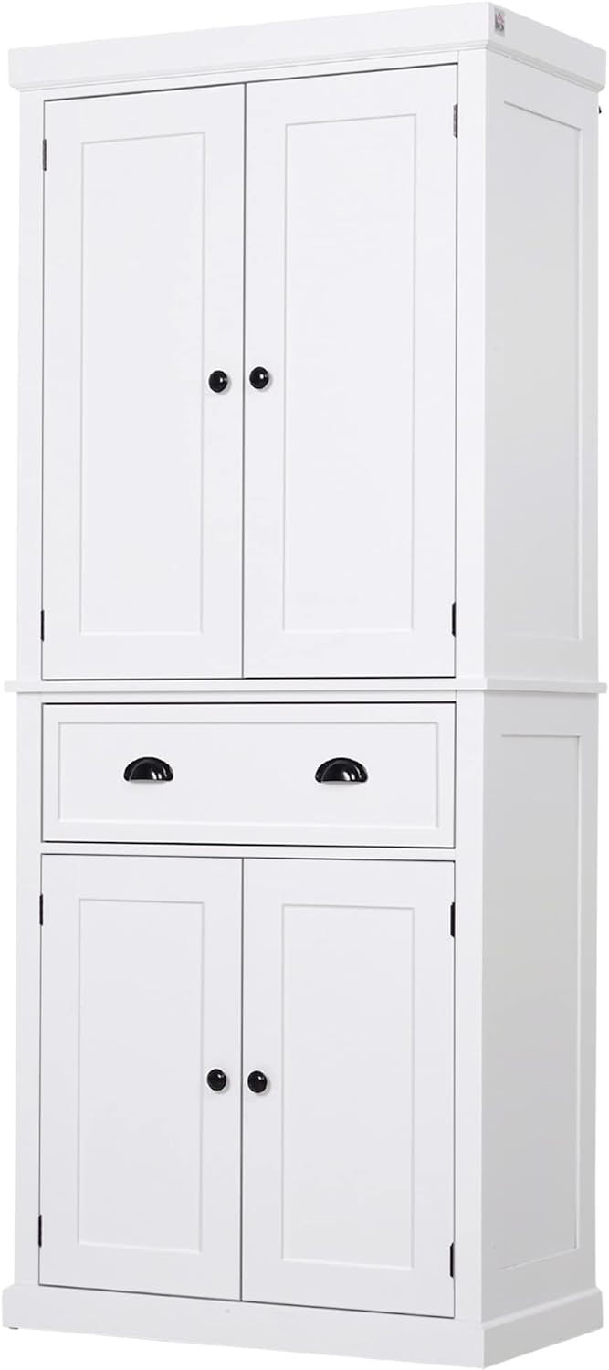 HOMCOM 72" Traditional Freestanding Kitchen Pantry Cupboard with 2 Cabinet