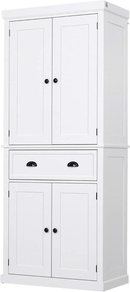 HOMCOM 72" Traditional Freestanding Kitchen Pantry Cupboard with 2 Cabinet