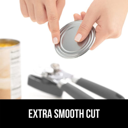 The Original Gorilla Grip Heavy Duty Stainless Steel Smooth Edge Manual Can Opener and Bottle Openers, Soft Handle, Rust Proof Oversized Handheld Easy Turn Knob, Multifunctional Kitchen Tool, Black