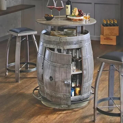 Oak Wine Barrel Table(1 TABLE + 2 CHAIRS)