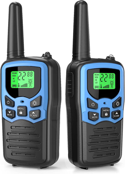 Walkie Talkies, MOICO Long Range Walkie Talkies for Adults with 22 FRS Channels, Family Walkie Talkie with LED Flashlight VOX LCD Display for Hiking Camping Trip (Orange 2 Pack)