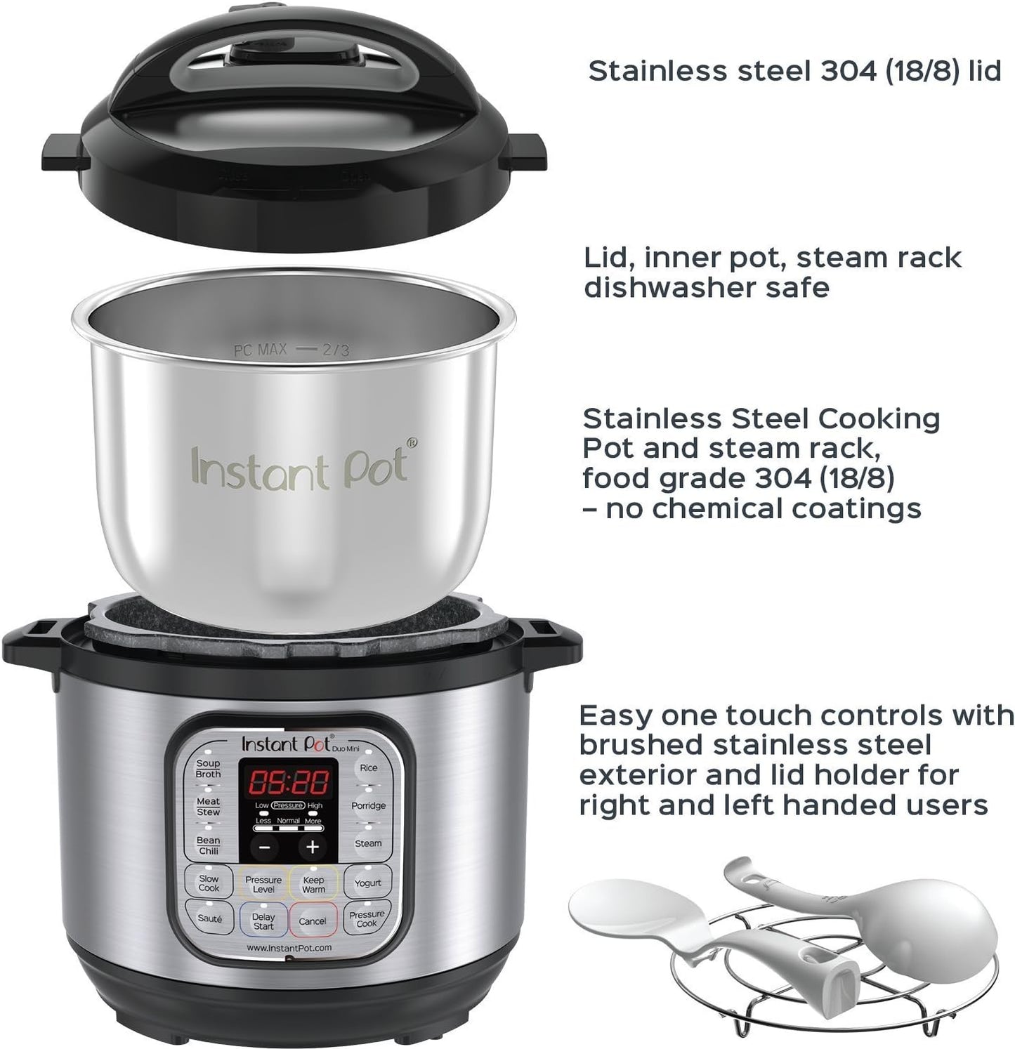 Instant Pot Duo 7-in-1 Electric Pressure Cooker, Slow Cooker, Rice Cooker, Steamer, Sauté, Yogurt Maker, Warmer & Sterilizer, Includes App With Over 800 Recipes, Stainless Steel, 6 Quart
