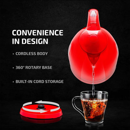 OVENTE Electric Kettle, Hot Water, Heater 1.7 Liter - BPA Free Fast Boiling Cordless Water Warmer - Auto Shut Off Instant Water Boiler for Coffee & Tea Pot - White KP72W