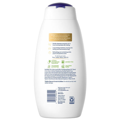 NIVEA Refreshing White Peach and Jasmine Body Wash, Scented Body Wash with Nourishing Serum, Plant-Derived Oils, Essential Skin Lipids and Vitamins, 20 Fl Oz Bottle